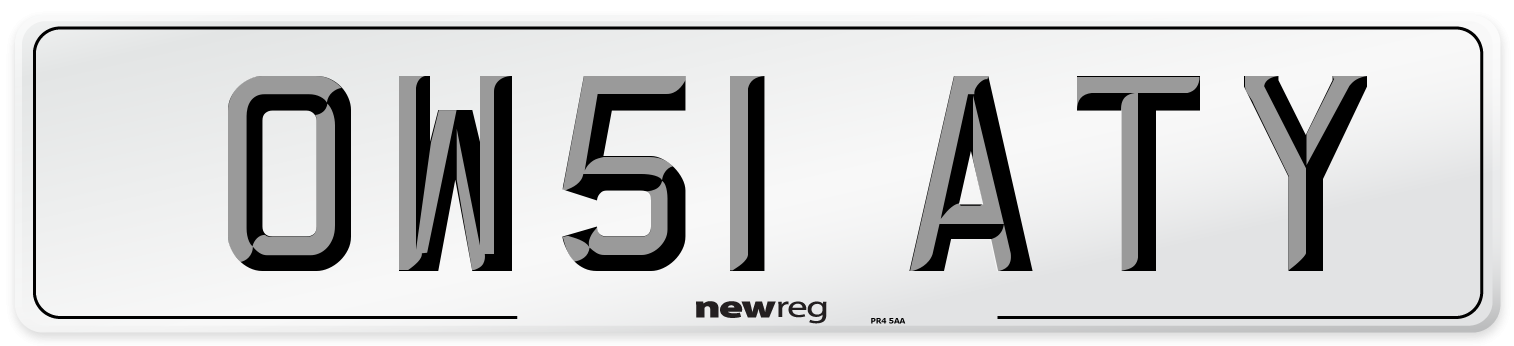 OW51 ATY Number Plate from New Reg
